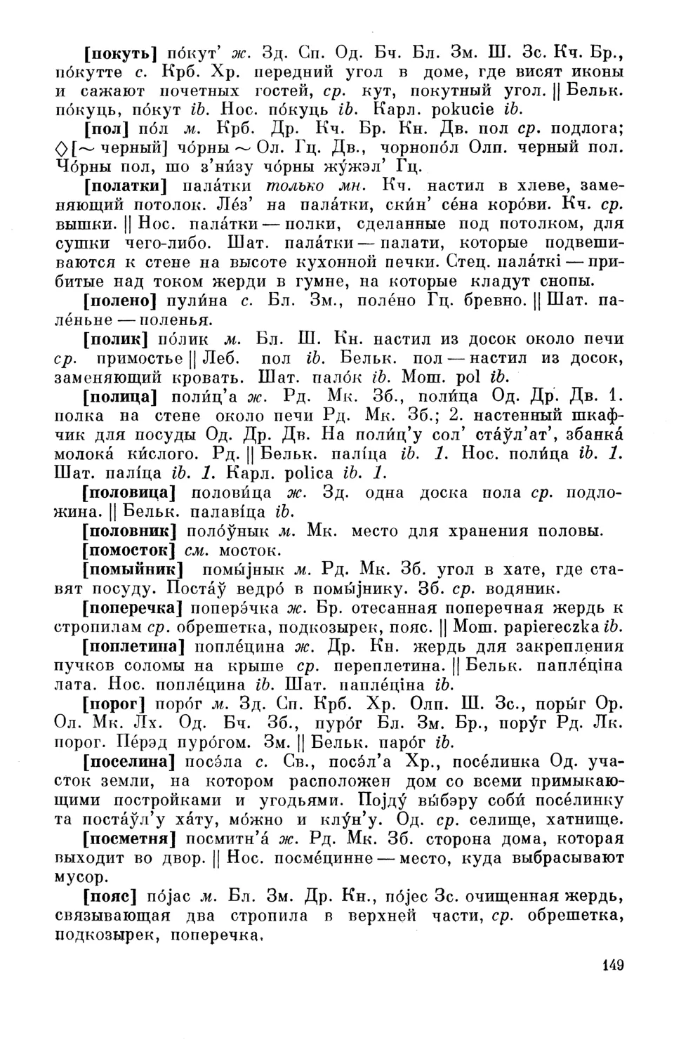 Ст. 150 — Лексика Полесья (1968). Н. И. Толстой — Беларускія дыялектныя  слоўнікі