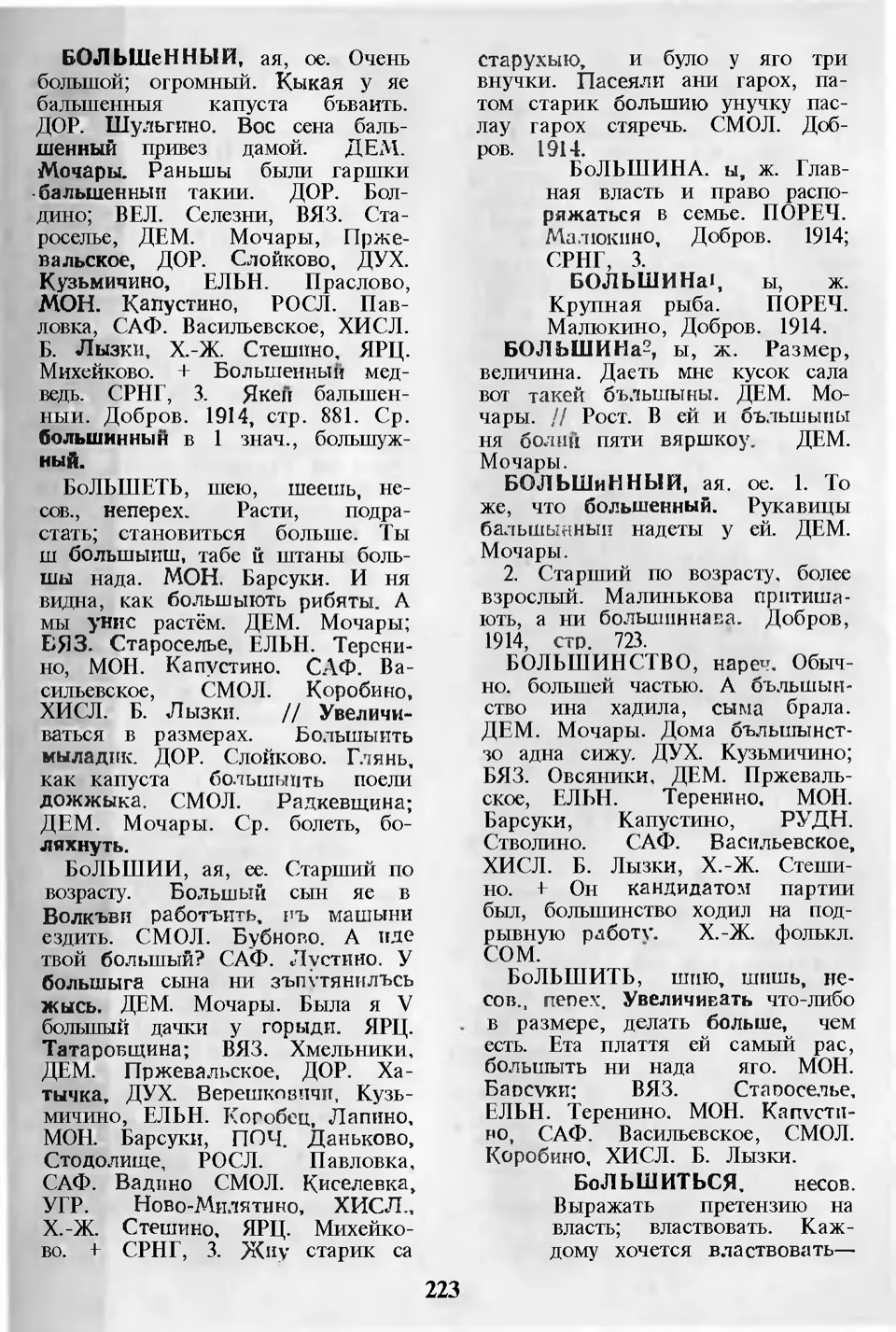 Ст. 224 — Словарь смоленских говоров (1974). Выпуск 1. А-Б. А. І. Іванова —  Беларускія дыялектныя слоўнікі