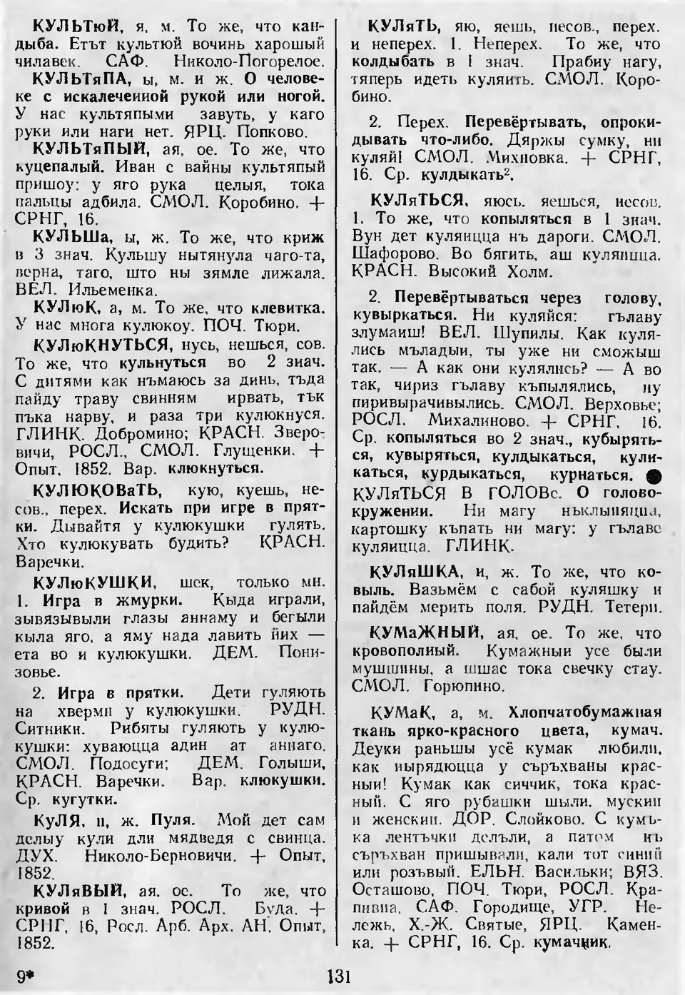 Ст. 131 — Словарь смоленских говоров (1988). Выпуск 5. К. Л. З. Баярынава —  Беларускія дыялектныя слоўнікі